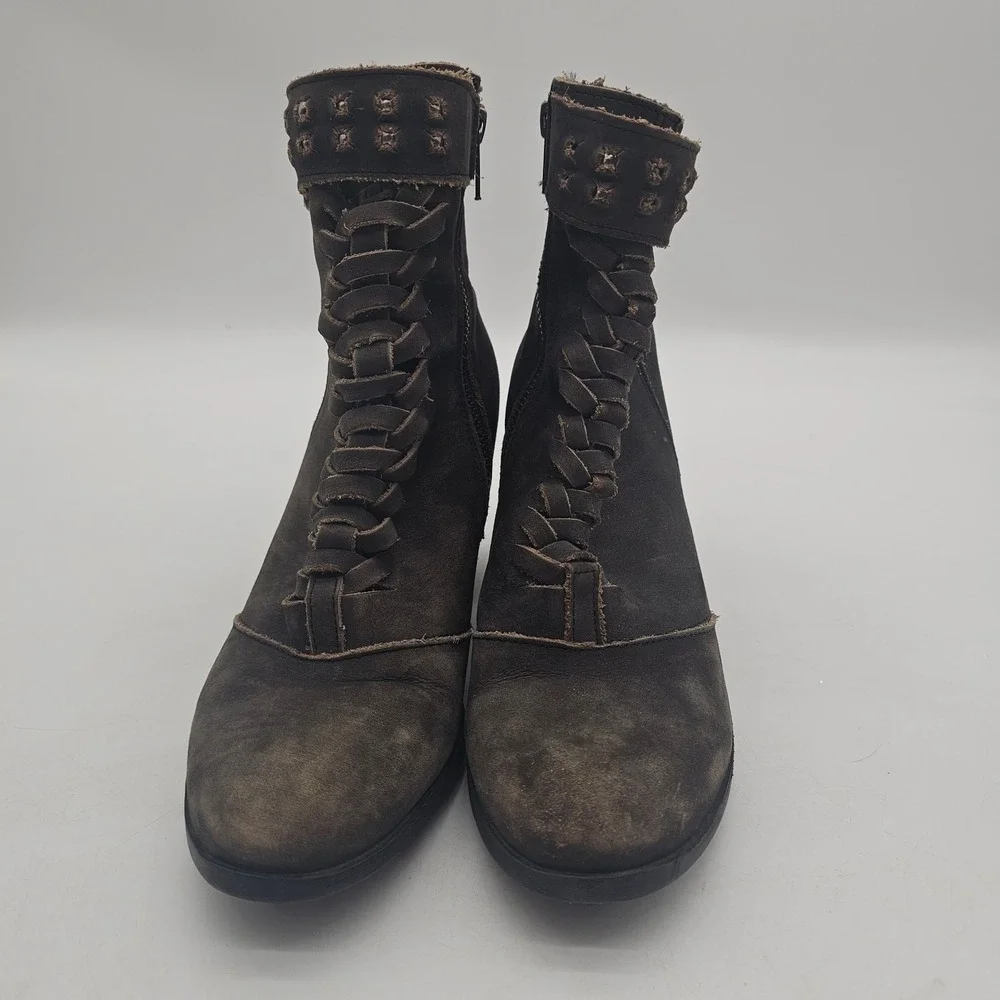 Harley Davidson Calkins Moto Boots Distressed Leather Motorcycle Buckle 8.5
